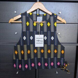 NEW Yevu Crop Top Ghana Black African Print XS
